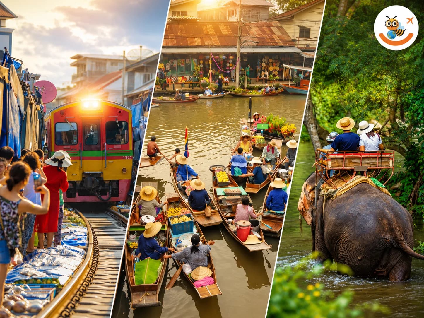 Maeklong Railway Market, Floating Market & Elephant Ride at Thai Smile Travels