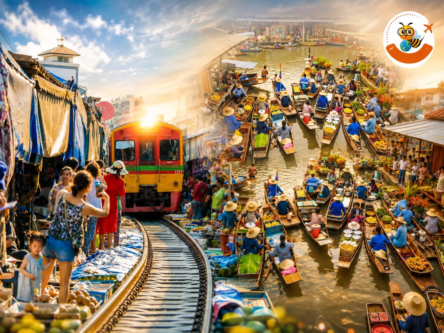 Maeklong Railway Market & Floating Market at Thai Smile Travels