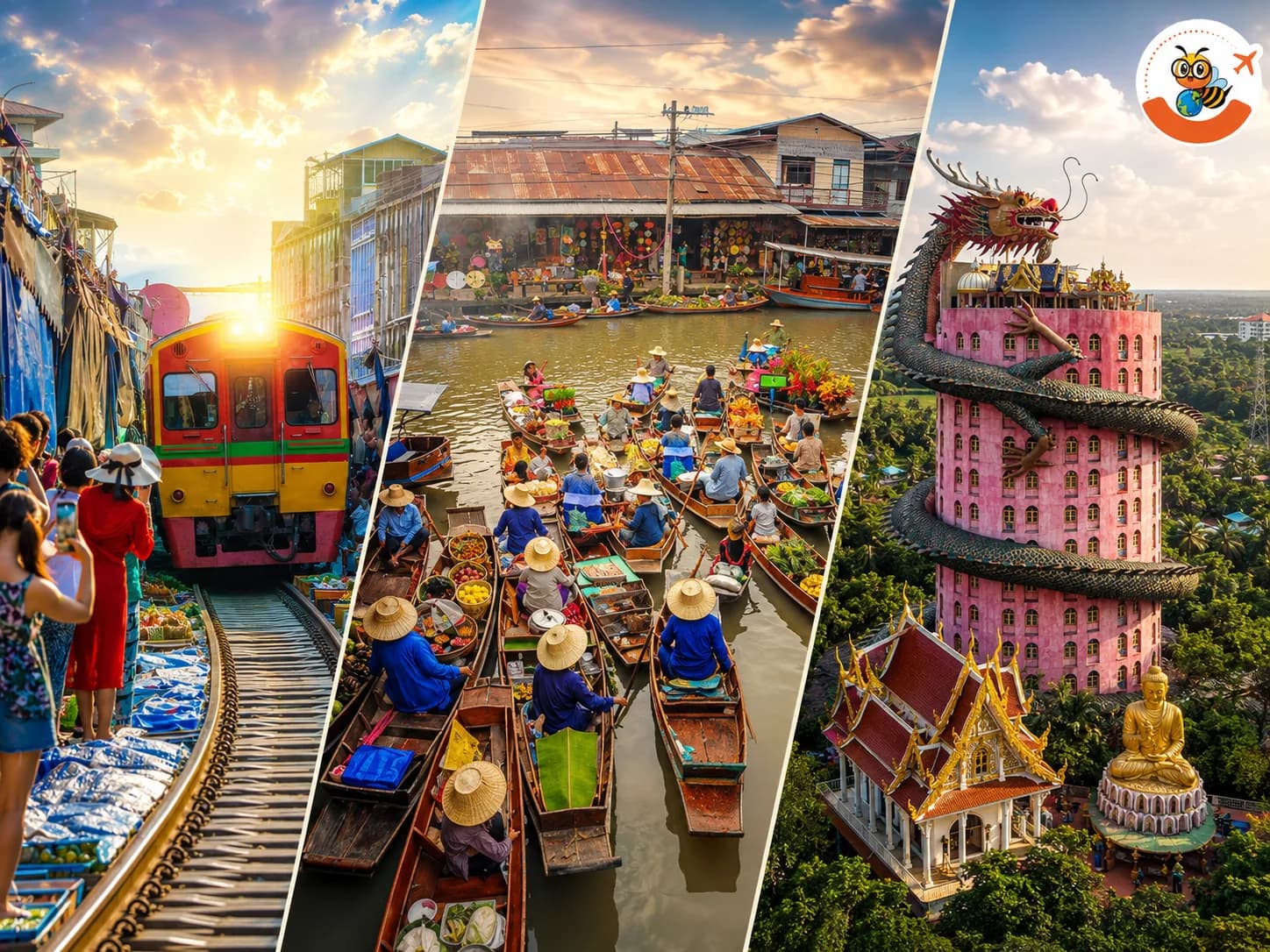 Maeklong Railway Market, Floating Market & Dragon Temple at Thai Smile Travels